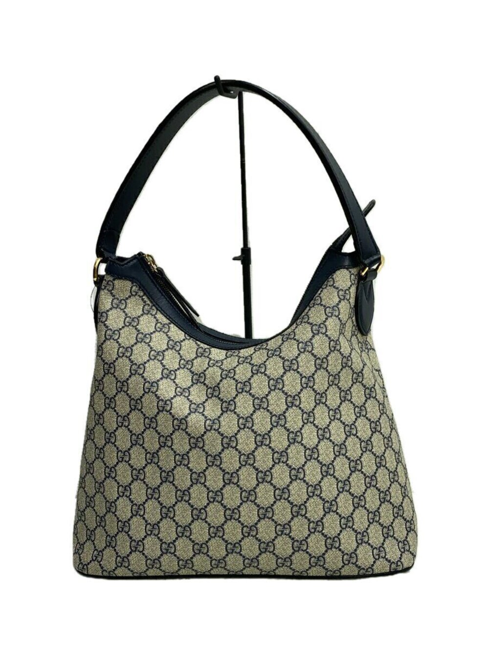 Gucci GG Supreme Hobo Shoulder Bag Leather Navy Blue